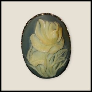 Vintage Blue Floral Cameo Ring